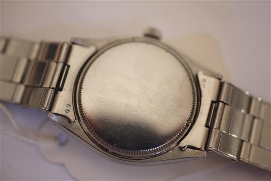 A gentlemans 1950s stainless steel Rolex Oysterdate Precision manual wind wrist watch,
